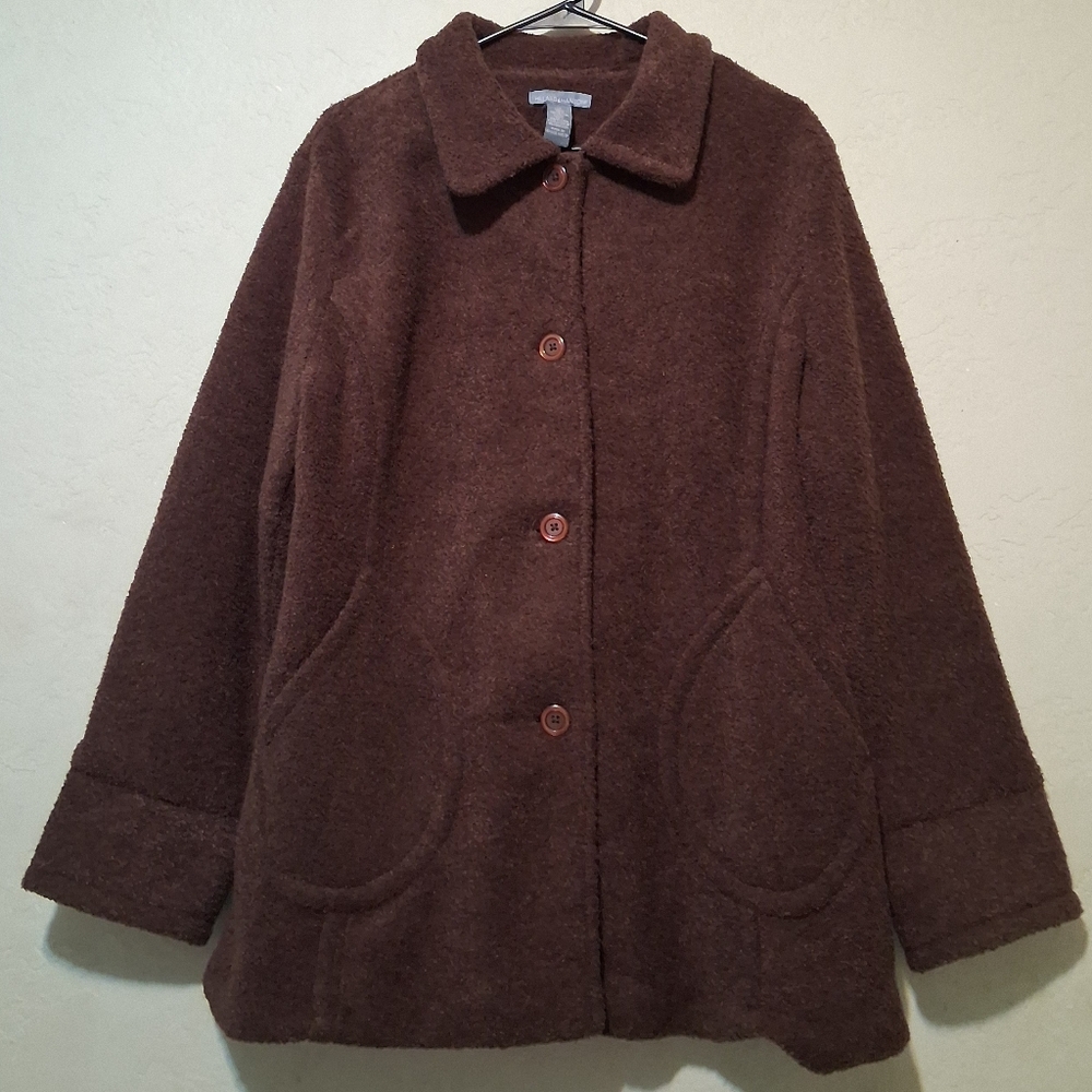 Hillard & Hanson Brown Teddy Jacket‎ SzXL Button-Up